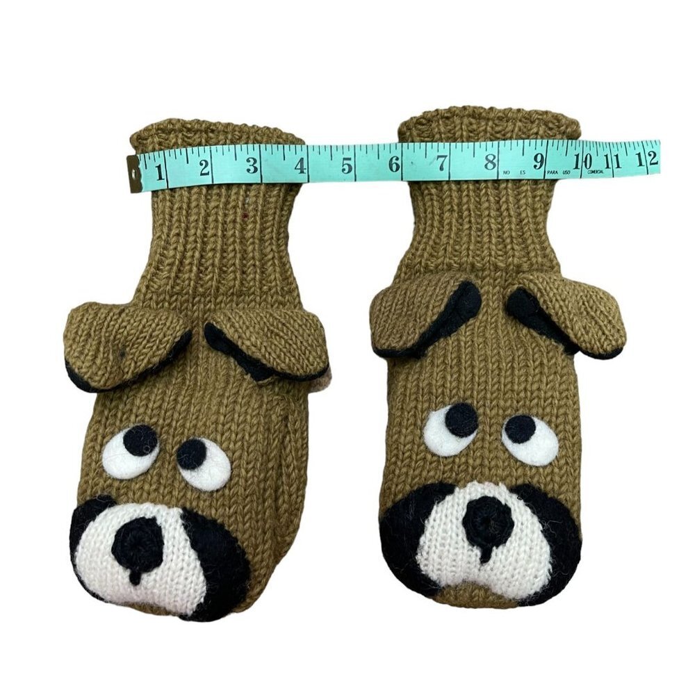 NIrvana Designs Adult Lined Brown Wool Knit Dog Face Gloves Mittens Puppets - Picture 6 of 6